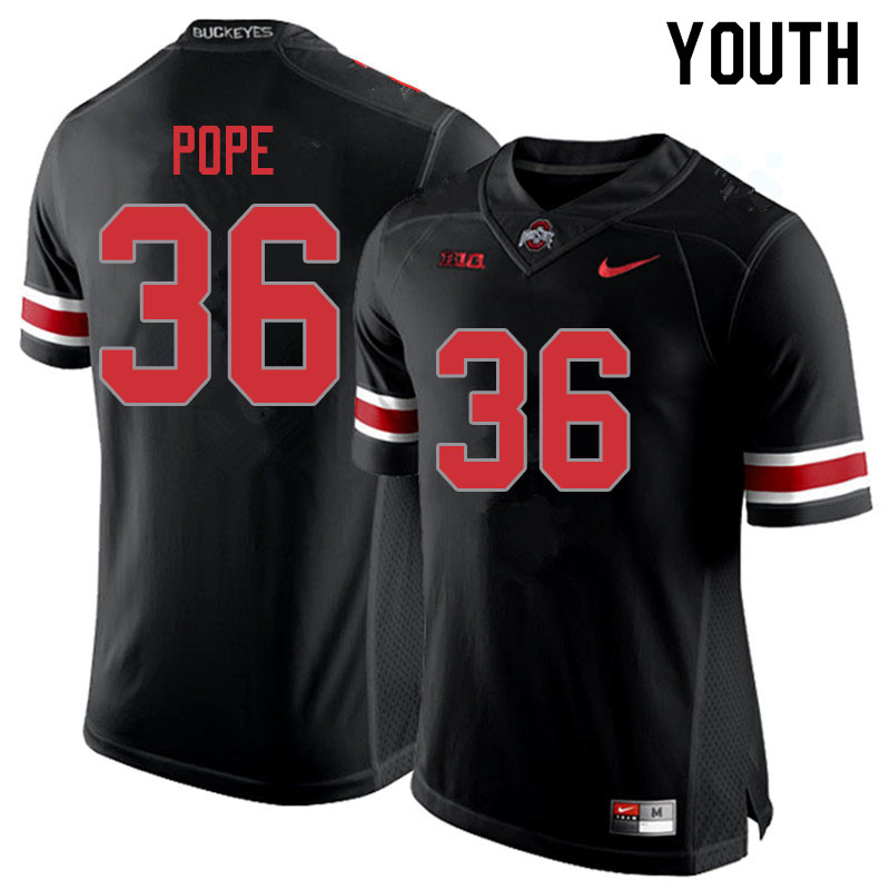 Youth #36 K'Vaughan Pope Ohio State Buckeyes College Football Jerseys Sale-Blackout